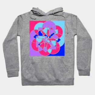 Digital geometric mandala with repeated shapes in random bright neon colors Hoodie